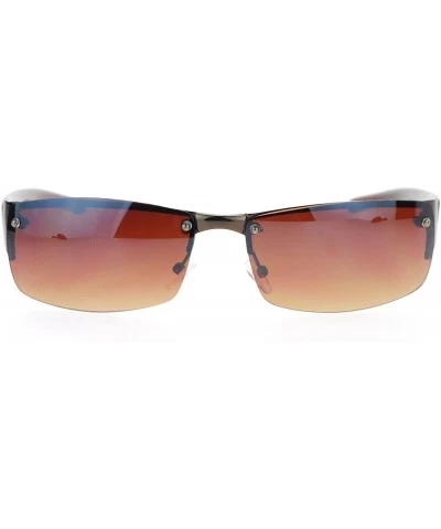 Rimless Rectangular Designer Fashion Mens Sunglasses - Copper Brown - C812O2AEQOY $6.31 Rectangular