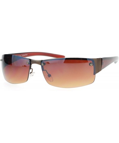 Rimless Rectangular Designer Fashion Mens Sunglasses - Copper Brown - C812O2AEQOY $6.31 Rectangular