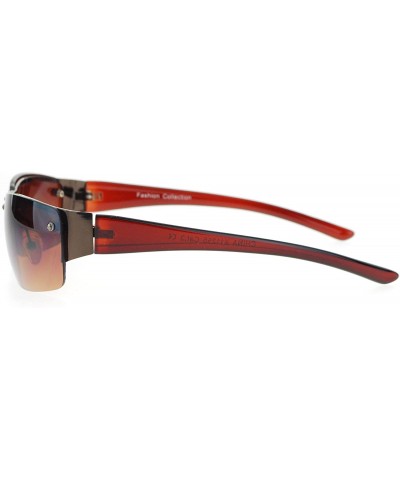 Rimless Rectangular Designer Fashion Mens Sunglasses - Copper Brown - C812O2AEQOY $6.31 Rectangular