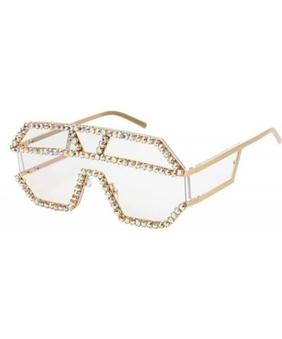 2019 Sunglasses Women Designer Luxury Rhinestone Geometric Metal Oversized Sun Glasses Men Gradient Lens Cool - C218ZQGR9A9 $...