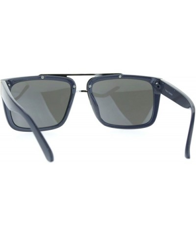 Mens Rectangular Mob Designer Plastic Frame Sunglasses - Silver Grey Mirror - C6182H5SYME $11.13 Rectangular
