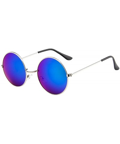 Polarized Sunglasses for Men Women Classic Retro Metal Frame Round Circle Mirrored Sun Glasses - E - C6196EYUGLA $6.08 Round