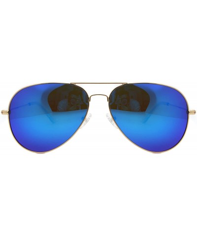 Metal Sunglasses Fashion UV400 Polarized Lens - Gold Frame / Orange Lens + Gold Frame / Blue Lens - C3186592N0A $20.11 Aviator