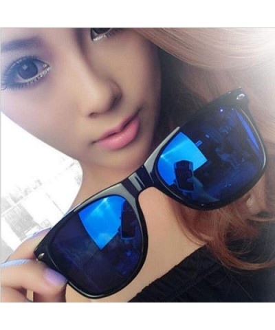 Classic Sunglasses Women Sunglasses Men Driving Mirrors Black Frame Blue - Silver - CN18XHEQ47Q $7.24 Aviator