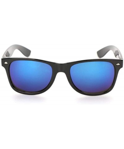 Classic Sunglasses Women Sunglasses Men Driving Mirrors Black Frame Blue - Silver - CN18XHEQ47Q $7.24 Aviator