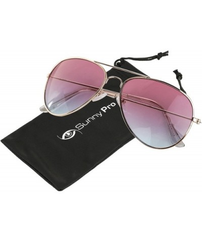 Aviator Glasses Unisex UV400 Protection Metal Framed Gold Eyeglasses - Purple - CC18IKH60XY $6.10 Aviator