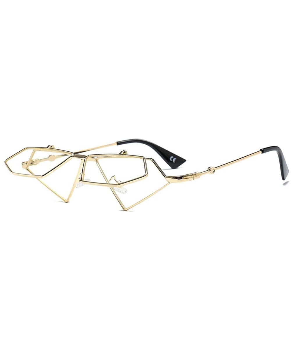 Women Polygon Mirror Lens Vintage Small Metal Frame UV400 Sunglasses for Feminino 23019 - Gold - C118ZA5QH7T $21.63 Semi-rimless