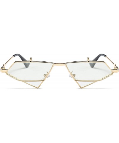 Women Polygon Mirror Lens Vintage Small Metal Frame UV400 Sunglasses for Feminino 23019 - Gold - C118ZA5QH7T $21.63 Semi-rimless