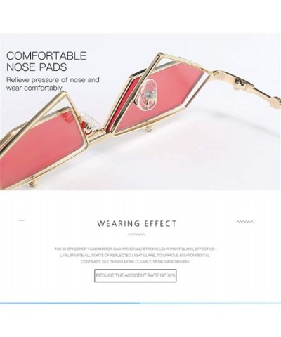 Women Polygon Mirror Lens Vintage Small Metal Frame UV400 Sunglasses for Feminino 23019 - Gold - C118ZA5QH7T $21.63 Semi-rimless