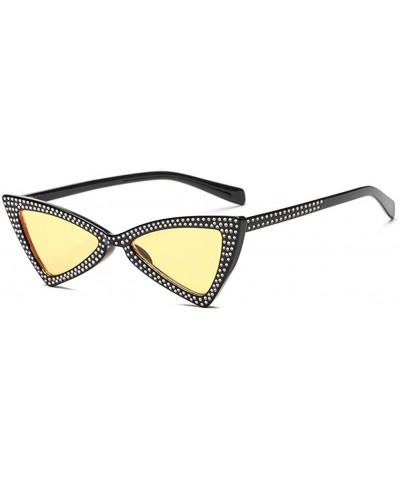 Triangle Sunglasses Women Sunshade Rhinestone Butterfly Frame Cat Eye Sun Glasses Female Black Eyewear UV400 - CD198OG8AMN $8...