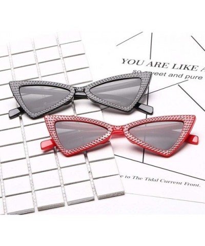 Triangle Sunglasses Women Sunshade Rhinestone Butterfly Frame Cat Eye Sun Glasses Female Black Eyewear UV400 - CD198OG8AMN $8...