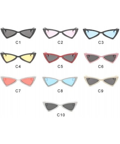 Triangle Sunglasses Women Sunshade Rhinestone Butterfly Frame Cat Eye Sun Glasses Female Black Eyewear UV400 - CD198OG8AMN $8...