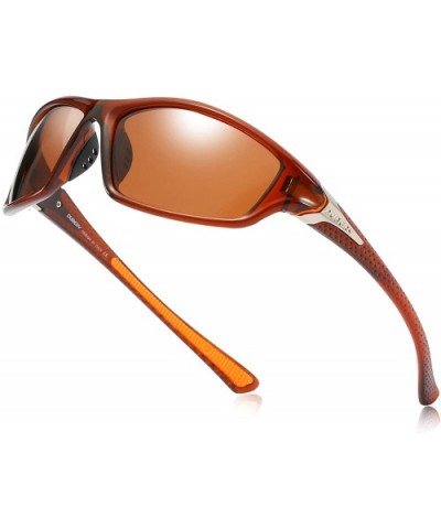 Men's Sports Polarized Sunglasses UV Protection Driving Cycling Baseball Fishing Shades D120 - Tea/Tea - CO18H7XC4GX $15.01 S...