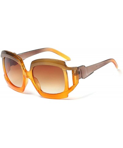 Fashion Lady Large Frame Brand Designer Sunglasses Retro square Mens Goggle UV400 - Orange - CF18RGTARQU $9.23 Oversized