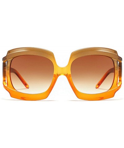 Fashion Lady Large Frame Brand Designer Sunglasses Retro square Mens Goggle UV400 - Orange - CF18RGTARQU $9.23 Oversized