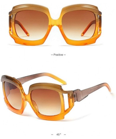 Fashion Lady Large Frame Brand Designer Sunglasses Retro square Mens Goggle UV400 - Orange - CF18RGTARQU $9.23 Oversized