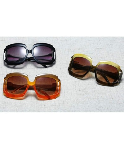 Fashion Lady Large Frame Brand Designer Sunglasses Retro square Mens Goggle UV400 - Orange - CF18RGTARQU $9.23 Oversized