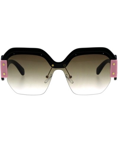 Womens Robotic 80s Disco Funk Shield Trendy Sunglasses - Black Pink Brown - C818EXRAM4X $11.01 Shield