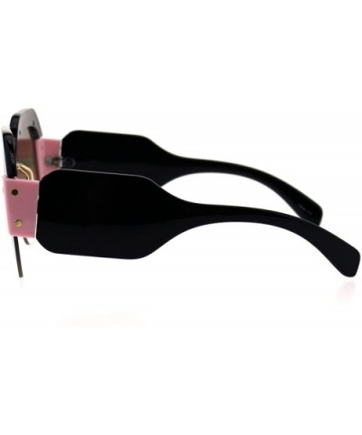 Womens Robotic 80s Disco Funk Shield Trendy Sunglasses - Black Pink Brown - C818EXRAM4X $11.01 Shield