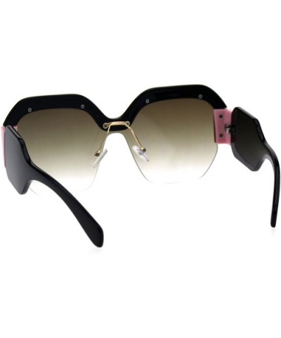 Womens Robotic 80s Disco Funk Shield Trendy Sunglasses - Black Pink Brown - C818EXRAM4X $11.01 Shield