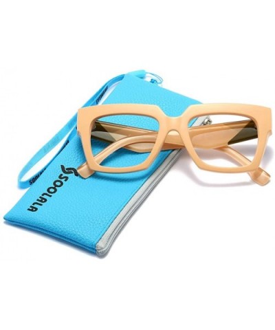 Anti-Blue Blocker Light Square Reading Glasses w/Leopard Arms - Anti Blue - Nude - CG18YRM4L24 $13.58 Oversized