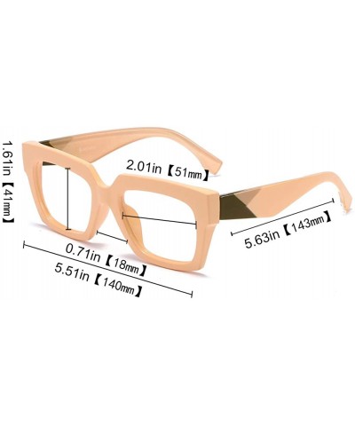 Anti-Blue Blocker Light Square Reading Glasses w/Leopard Arms - Anti Blue - Nude - CG18YRM4L24 $13.58 Oversized