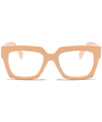 Anti-Blue Blocker Light Square Reading Glasses w/Leopard Arms - Anti Blue - Nude - CG18YRM4L24 $13.58 Oversized