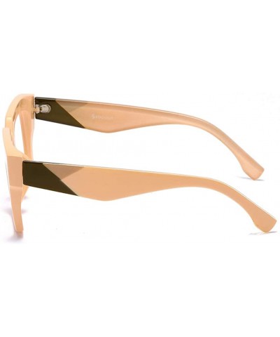 Anti-Blue Blocker Light Square Reading Glasses w/Leopard Arms - Anti Blue - Nude - CG18YRM4L24 $13.58 Oversized