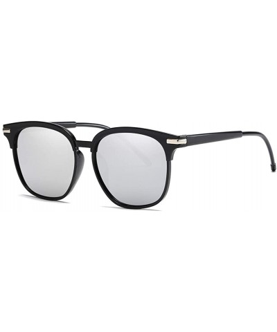 Unisex Sunglasses Retro Black Drive Holiday Oval Non-Polarized UV400 - Silver - CQ18R09Q345 $6.15 Oval