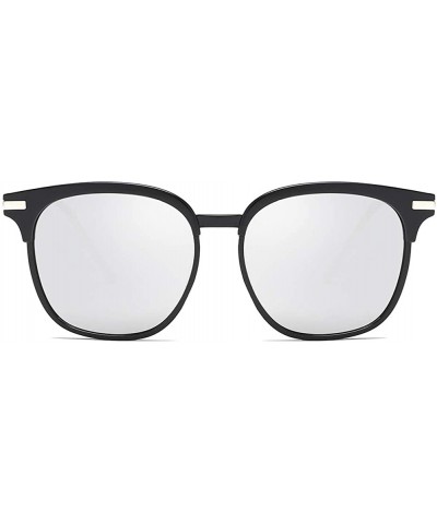 Unisex Sunglasses Retro Black Drive Holiday Oval Non-Polarized UV400 - Silver - CQ18R09Q345 $6.15 Oval