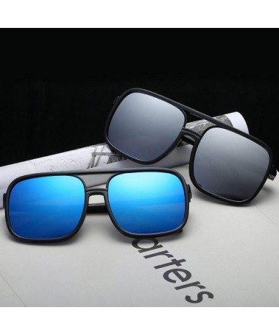 Square Sunglasses Men Brand Designer Mirror Women Sunglasses Male Sun Glasses Man - 15977 C5 Blue - C518S5MO084 $8.27 Square