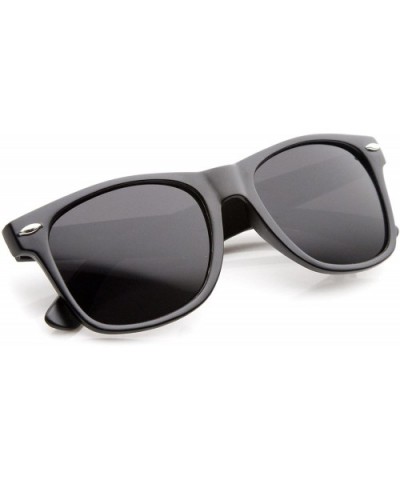 Retro Wide Arm Neutral Colored Lens Horn Rimmed Sunglasses 55mm - Matte Black / Smoke - CN12N139H70 $6.65 Wayfarer