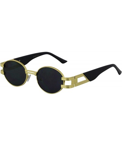 Oval Retro Art Nouveau Vintage Style Metal Frame Sunglasses - Black - C91977CCA4Q $7.08 Oval