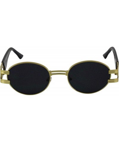 Oval Retro Art Nouveau Vintage Style Metal Frame Sunglasses - Black - C91977CCA4Q $7.08 Oval