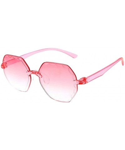 Unisex Fashion Rimless Multilateral Sunglasses Jelly Sunglasses - Red - CE1903YQ50I $9.01 Rimless