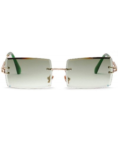 Square Ultra-Small Frame sunglasses for Women Men Rectangle Retro see through lens rimless sunglasses - 2 - C6195A527WS $10.2...