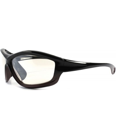 Biker Motorcycle Riding Light Tint Cool Mens Wrap Sport Sun Glasses - Black & Brown - CM189RGHCSI $11.12 Sport