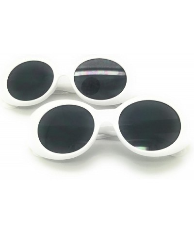 Clout Goggles Oval Mod Retro Vintage Kurt Cobain Inspired Round Lens Sunglasses - 2 Pack- White - CN1874IK0QN $11.19 Oval