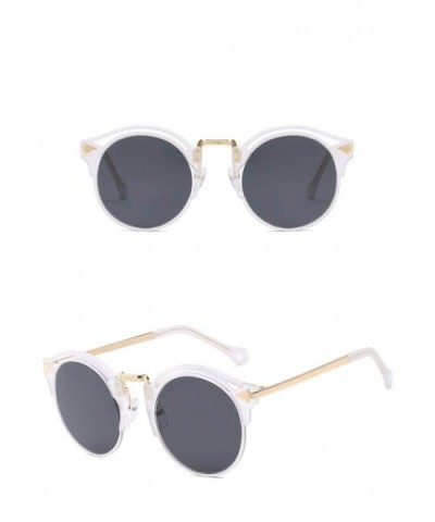 2020 Sunglasses Female Retro Big Frame Arrow Glasses Bright Sunglasses (Transparent Frame Gray Lens) - CM190L98U25 $7.27 Square