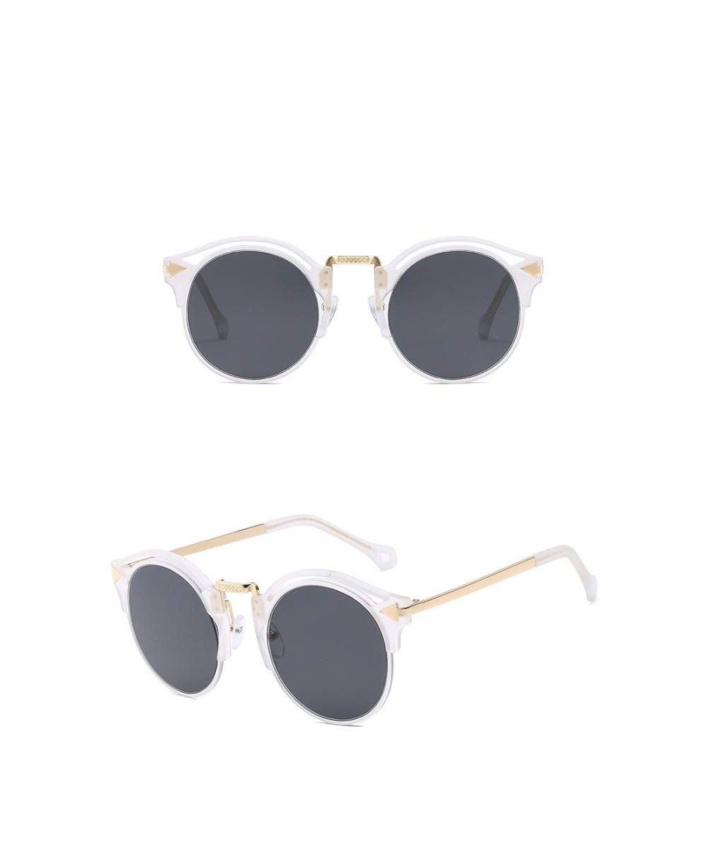 2020 Sunglasses Female Retro Big Frame Arrow Glasses Bright Sunglasses (Transparent Frame Gray Lens) - CM190L98U25 $7.27 Square