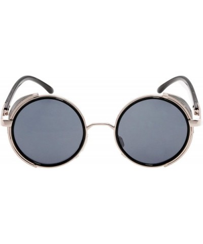 Vintage Steampunk Round Sunglasses Side Shields For Men Women - Gold-black - C218XQ8DWSD $11.29 Round