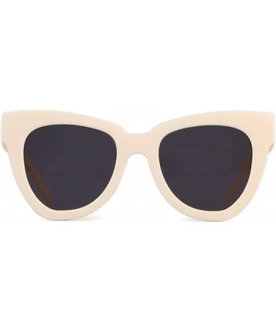 Retro Vintage Cateye Women Sunglasses Oversized Frame Black Lens Glasses - Cream Frame/ Grey Lens - CO18XTWT0QY $8.40 Goggle