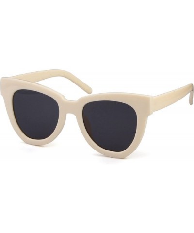 Retro Vintage Cateye Women Sunglasses Oversized Frame Black Lens Glasses - Cream Frame/ Grey Lens - CO18XTWT0QY $8.40 Goggle