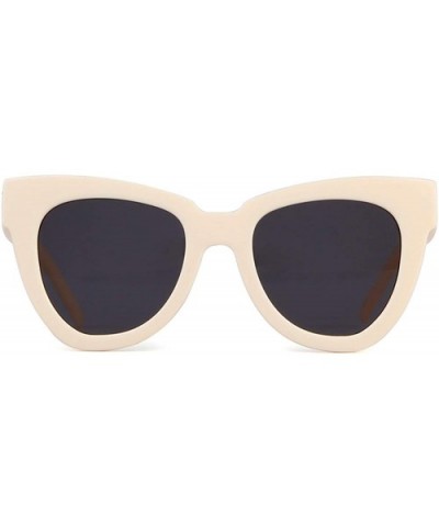 Retro Vintage Cateye Women Sunglasses Oversized Frame Black Lens Glasses - Cream Frame/ Grey Lens - CO18XTWT0QY $8.40 Goggle