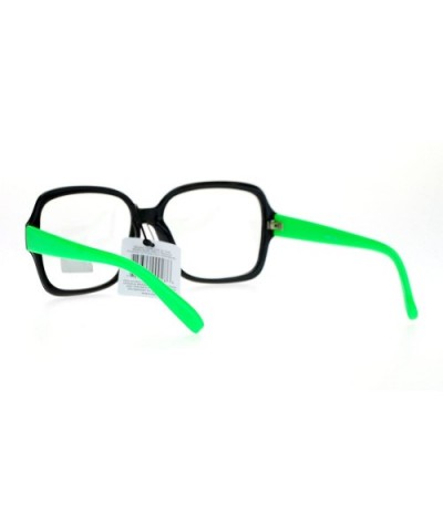 Nerd Eyewear Clear Lens Glasses Square Frame Hipster Fashion Eyeglasses - Black Green - CO187ICLNX6 $6.65 Square