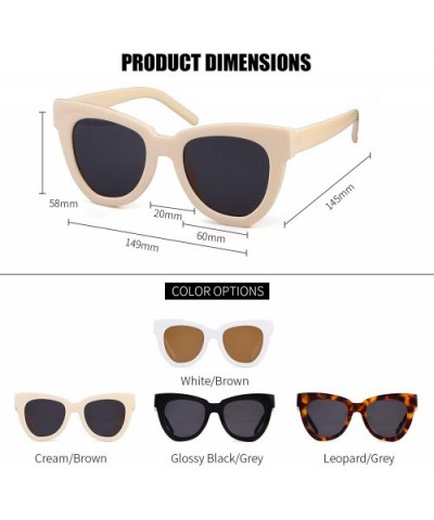 Retro Vintage Cateye Women Sunglasses Oversized Frame Black Lens Glasses - Cream Frame/ Grey Lens - CO18XTWT0QY $8.40 Goggle