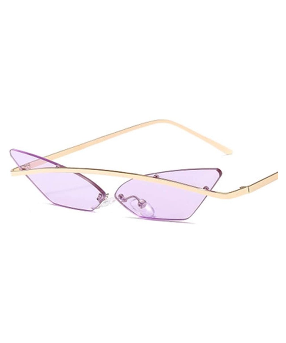 Small Frame Personality Triangle Cat Eye Sunglasses Metal Beam Frameless Men and Women Sun Mirror - 7 - CH190RESQSG $28.24 Sport