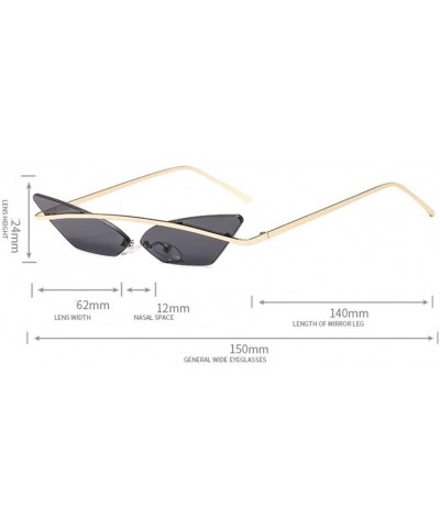 Small Frame Personality Triangle Cat Eye Sunglasses Metal Beam Frameless Men and Women Sun Mirror - 7 - CH190RESQSG $28.24 Sport