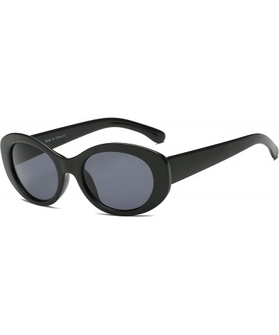 Retro Vintage Clout Goggles Oval Mod Round Lens Sunglasses - Black - CL18I578IAU $5.25 Oval
