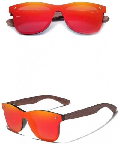 Genuine adjustable polarized sunglasses handmade square men fashion Full Lens Walnut Wood - Red - CS18X640EML $28.83 Square